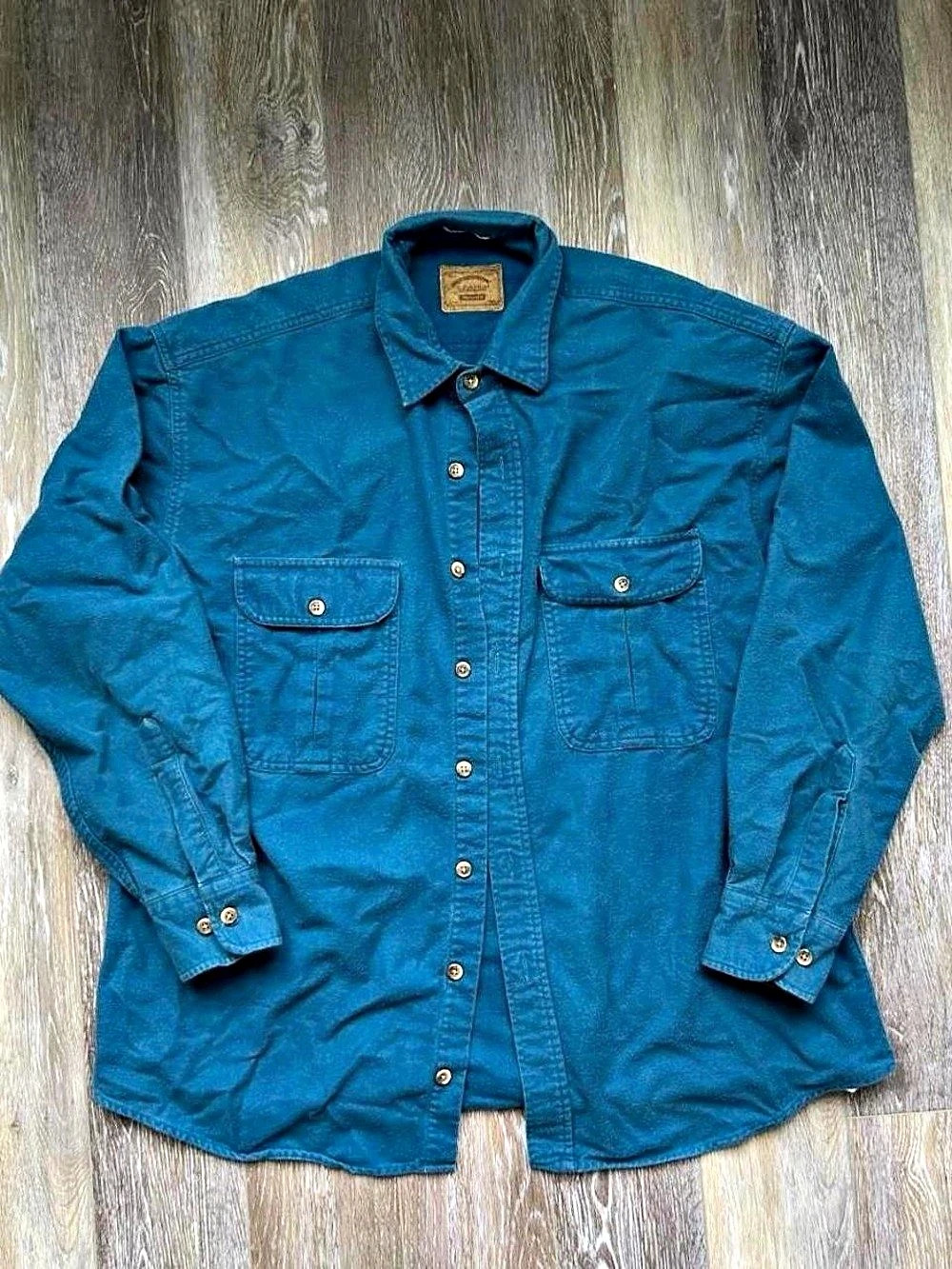 St. john's Bay vintage Button-Up chamois Shirt in Blue XL